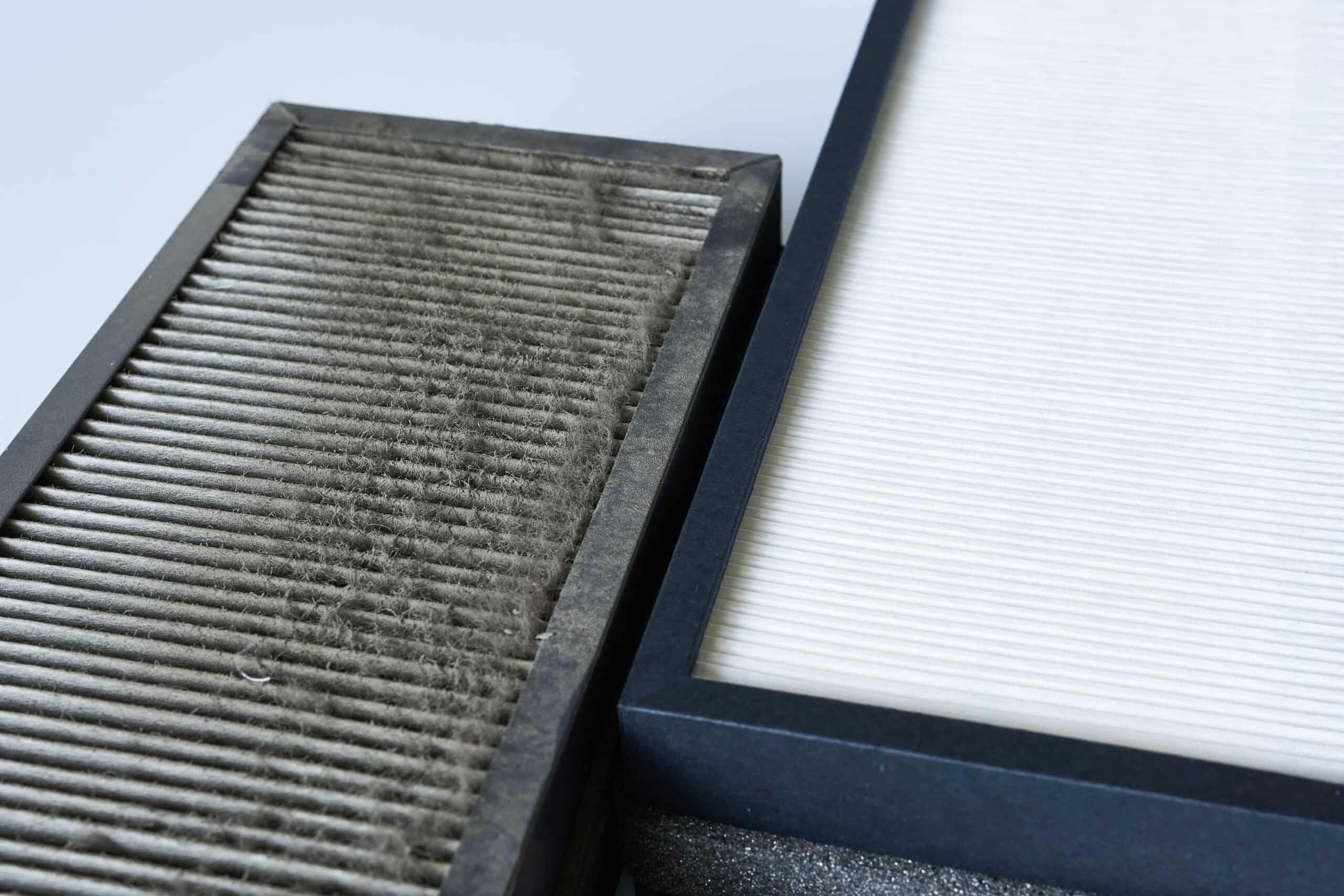 Comparison between a dusty air filer vent and a clean air filter vent 