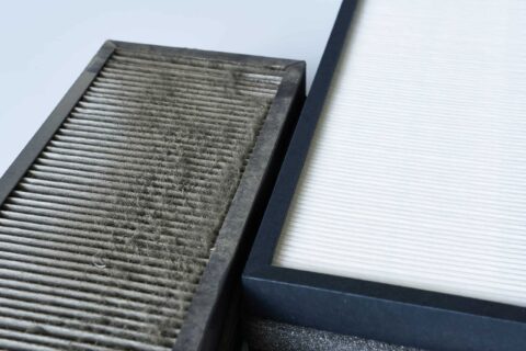 Comparison between a dusty air filer vent and a clean air filter vent